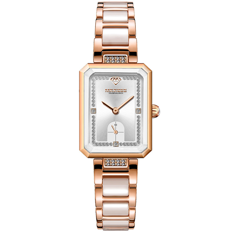 Ženski kvarcni sat s pravokutnim brojčanikom, promjer 32 mm, vodootpornost 30 m, narukvica od nehrđajućeg čelika