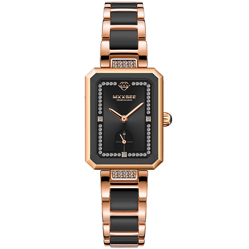 Ženski kvarcni sat s pravokutnim brojčanikom, promjer 32 mm, vodootpornost 30 m, narukvica od nehrđajućeg čelika