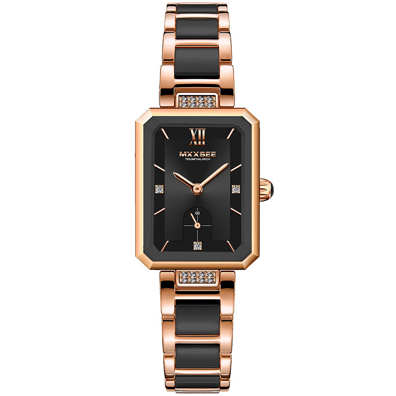 Ženski kvarcni sat s pravokutnim brojčanikom, promjer 32 mm, vodootpornost 30 m, narukvica od nehrđajućeg čelika