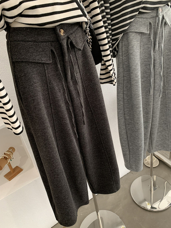 Ženske casual hlače s visokim strukom, opuštenog kroja, korejski/japanski leisure stil, mješavina pamuka i poliester 50–70%