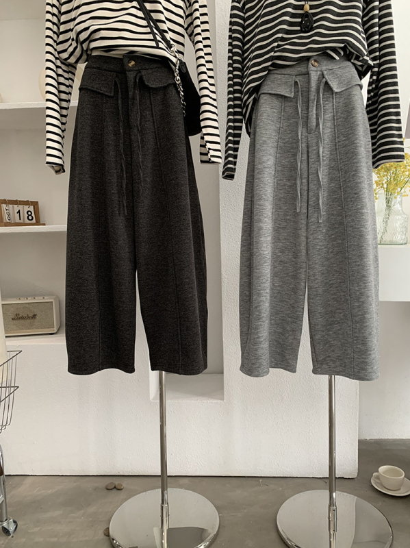 Ženske casual hlače s visokim strukom, opuštenog kroja, korejski/japanski leisure stil, mješavina pamuka i poliester 50–70%