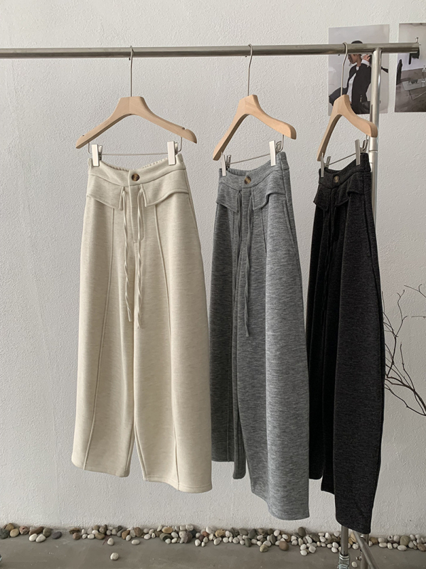 Ženske casual hlače s visokim strukom, opuštenog kroja, korejski/japanski leisure stil, mješavina pamuka i poliester 50–70%