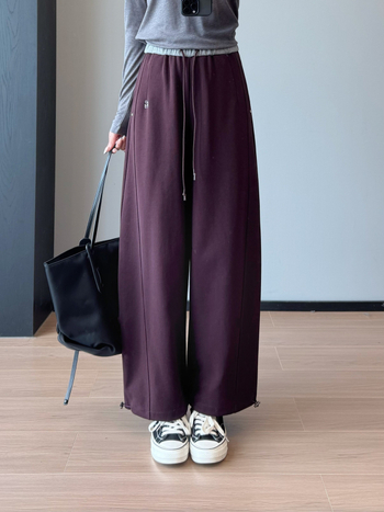 Ženske casual hlače s elastikom u struku, mješavina pamuka i poliestera (30-50% pamuka, 50-70% poliester), ravni kroj, jesen 2025