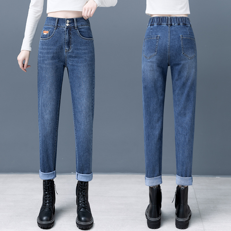 Traperice visokim strukom, straight kroj, pamuk-polyester smjesavina, mikroelastičnost, zatvarač