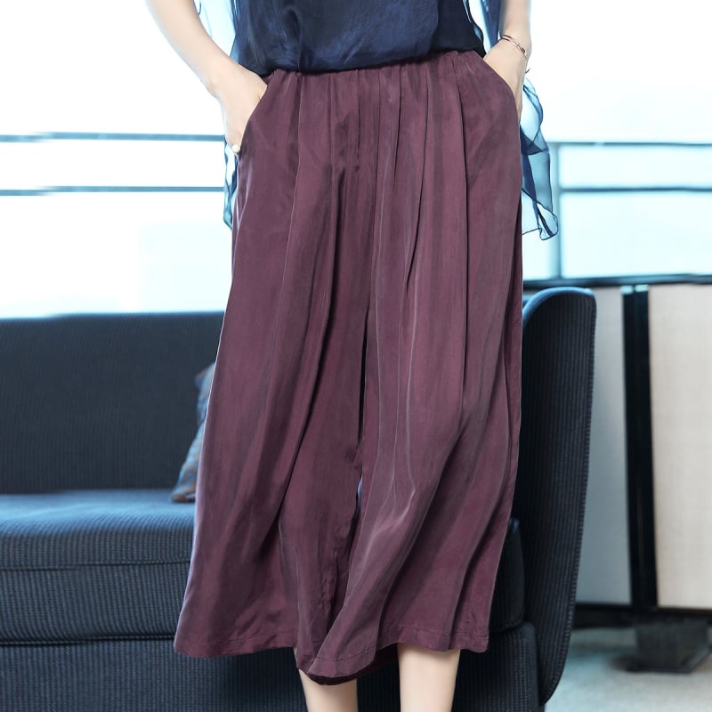 Ženske široke Capri hlače od Cupro vlakana, Capri duljina, srednji pojas, 95% Cupro, proljeće 2025 (Cupro fiber, Wide-leg, Capri cropped length, Mid-waist, 95% Cupro)