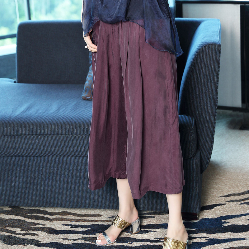 Ženske široke Capri hlače od Cupro vlakana, Capri duljina, srednji pojas, 95% Cupro, proljeće 2025 (Cupro fiber, Wide-leg, Capri cropped length, Mid-waist, 95% Cupro)