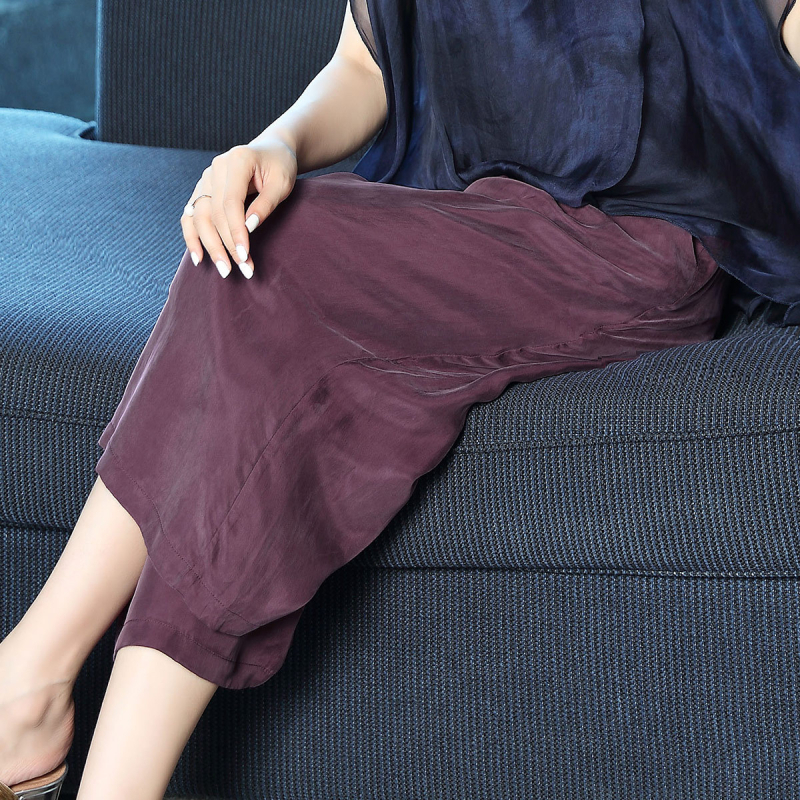 Ženske široke Capri hlače od Cupro vlakana, Capri duljina, srednji pojas, 95% Cupro, proljeće 2025 (Cupro fiber, Wide-leg, Capri cropped length, Mid-waist, 95% Cupro)