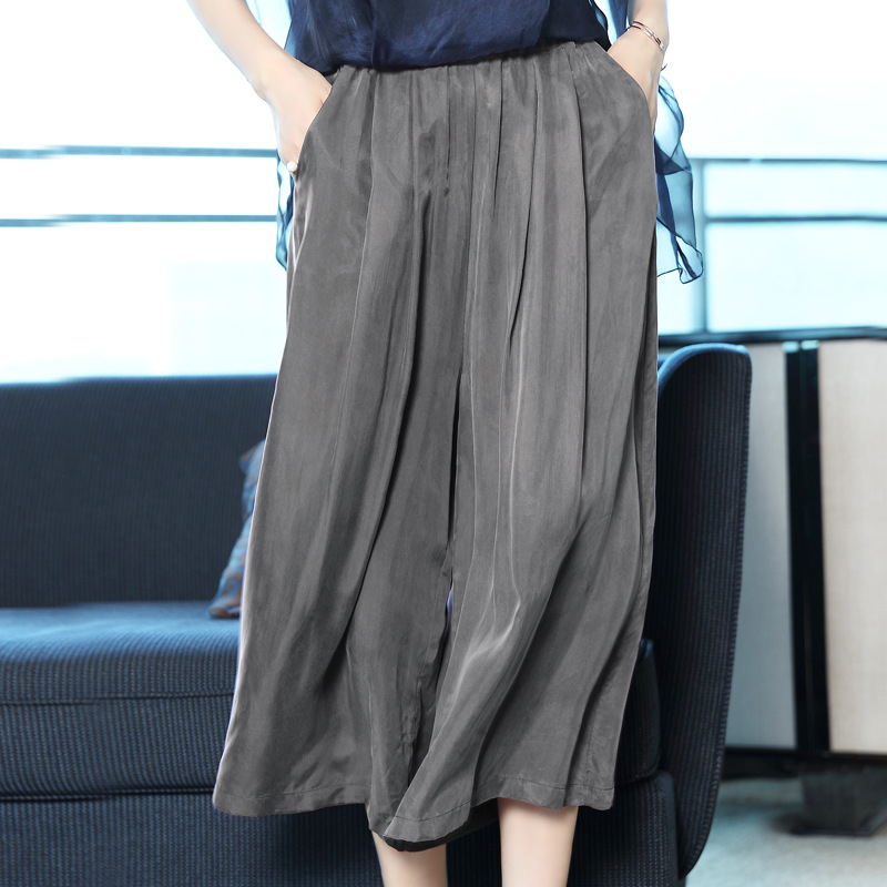 Ženske široke Capri hlače od Cupro vlakana, Capri duljina, srednji pojas, 95% Cupro, proljeće 2025 (Cupro fiber, Wide-leg, Capri cropped length, Mid-waist, 95% Cupro)