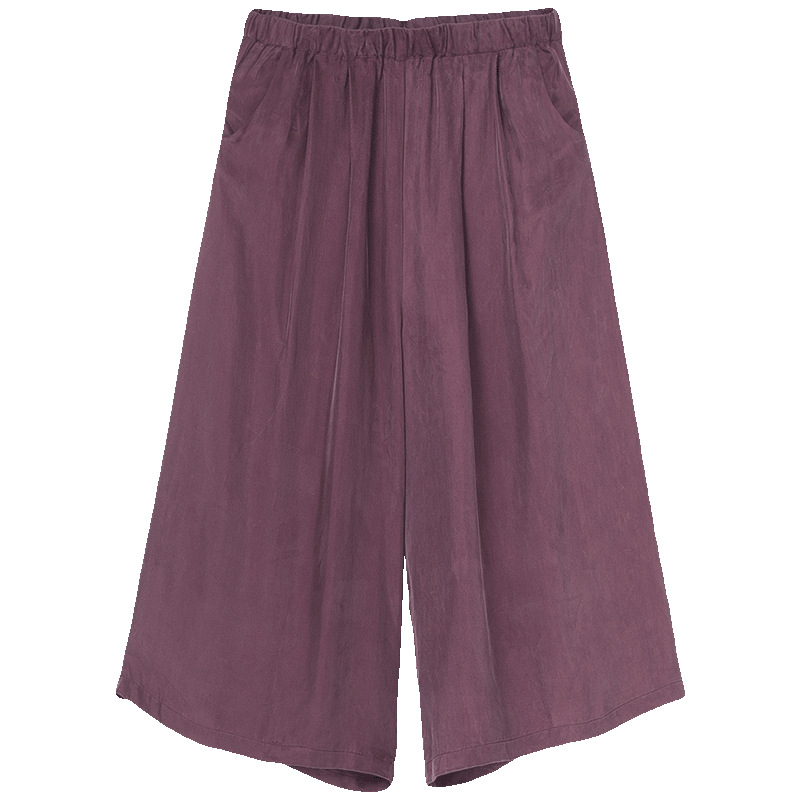 Ženske široke Capri hlače od Cupro vlakana, Capri duljina, srednji pojas, 95% Cupro, proljeće 2025 (Cupro fiber, Wide-leg, Capri cropped length, Mid-waist, 95% Cupro)