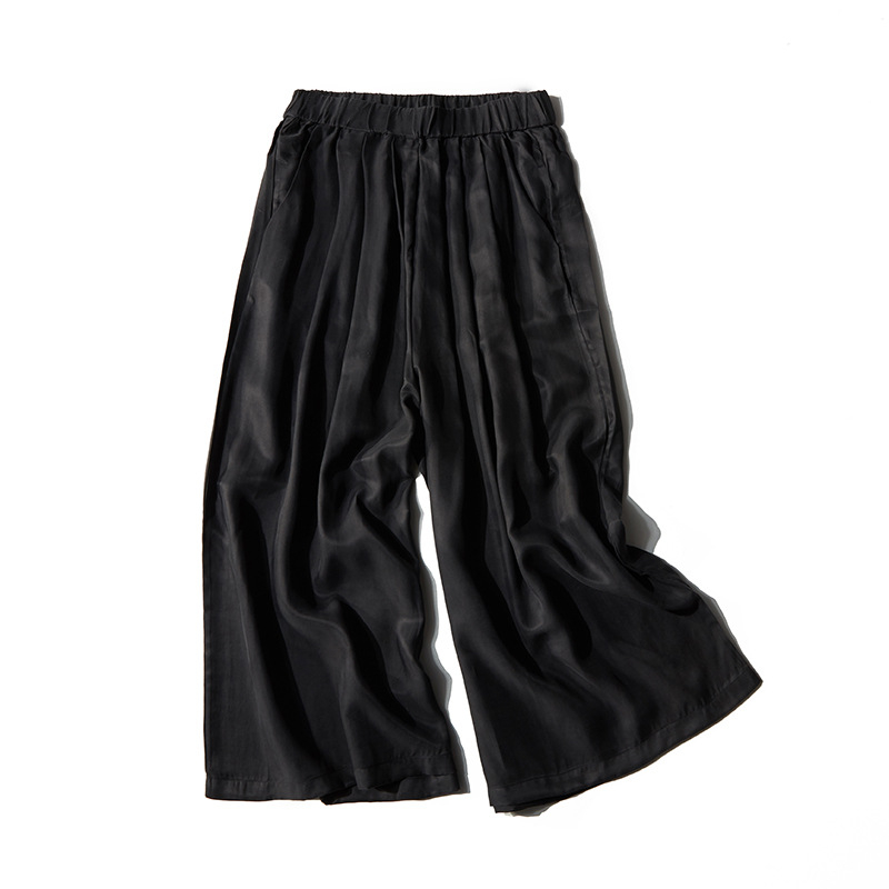 Ženske široke Capri hlače od Cupro vlakana, Capri duljina, srednji pojas, 95% Cupro, proljeće 2025 (Cupro fiber, Wide-leg, Capri cropped length, Mid-waist, 95% Cupro)