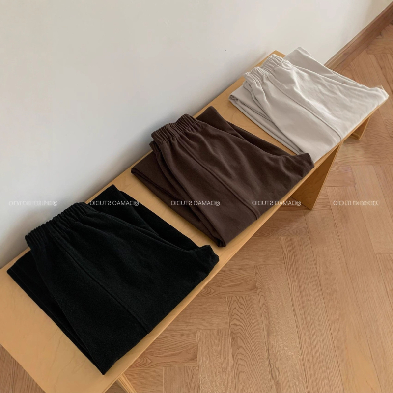 Ženske hlače od pamuka visokog struka, ravnog kroja, dužine do gležnja, gusta tkanina, casual/elegantan stil