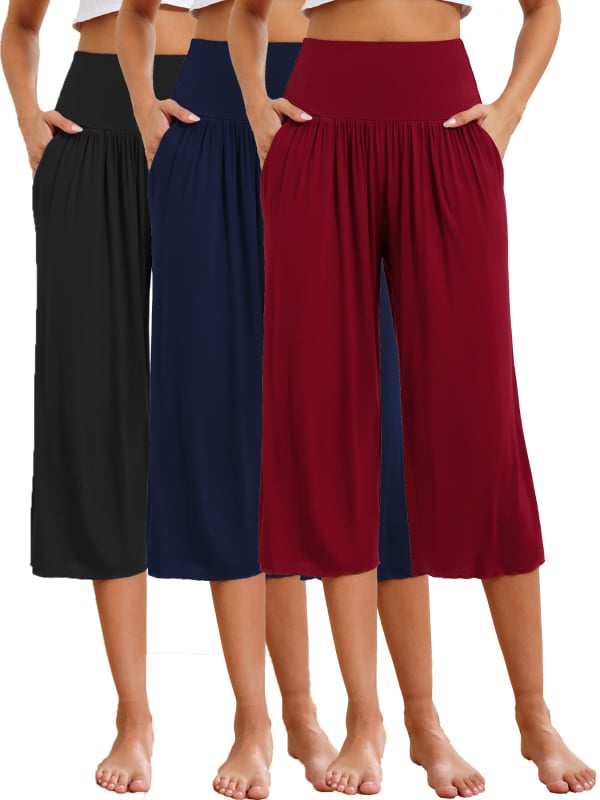 Ženske široke hlače s kratkim krojem, modalna tkanina, 95% modal vlakna, književno retro stil