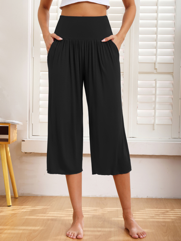 Ženske široke hlače s kratkim krojem, modalna tkanina, 95% modal vlakna, književno retro stil