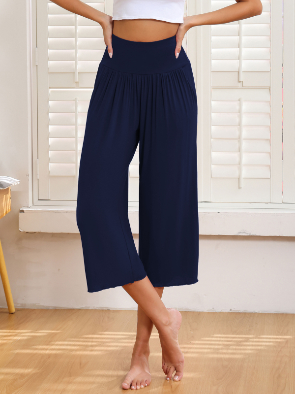 Ženske široke hlače s kratkim krojem, modalna tkanina, 95% modal vlakna, književno retro stil