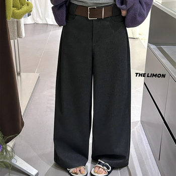 Ženske široke dugačke hlače od poliestera, casual stil, elegantan gradski stil, zimska kolekcija 2025