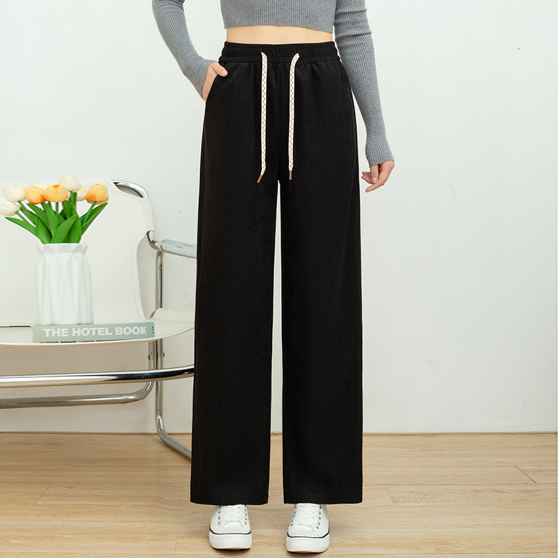 Široké nohavice s vysokým pásom, dlhé, zmes polyester–spandex, bez pokrčenia