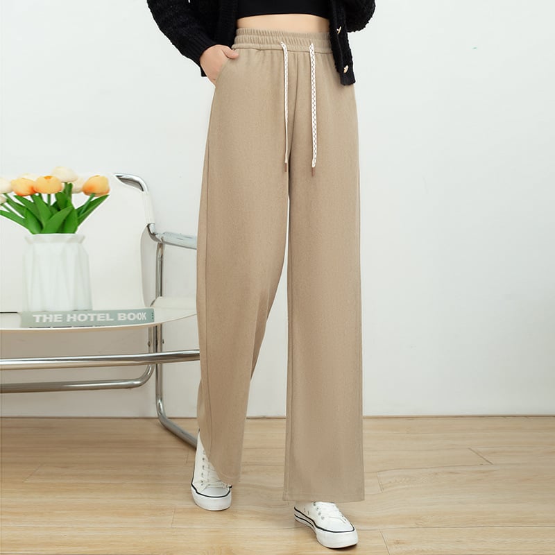 Široké nohavice s vysokým pásom, dlhé, zmes polyester–spandex, bez pokrčenia