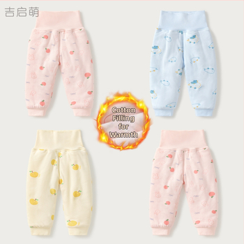 Bērnu siltās bikses ar augstu jostu, universālas, 100% kokvilna, ziemā