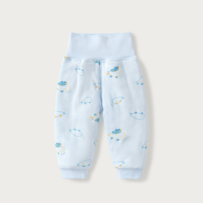 Zīdaiņu ziemas kokvilnas bikses ar kvilētu pildījumu — universālas, augsta vidukļa aizsardzība vēderam, 100% kokvilna, vecums 1–3 gadi