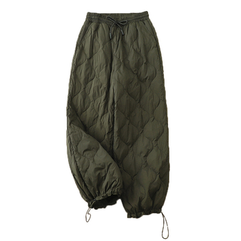 Női pamutnadrág, könnyű, quilting, magas derekú, laza szabás, húzózsinórral