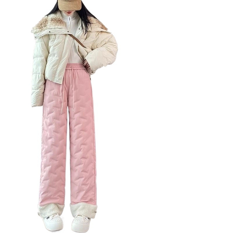 Női vastagított nadrág Chenille-Spandex anyaggal, magas derék, egyenes fazon, Skinny illeszkedés, Nylon töltet 70–80%