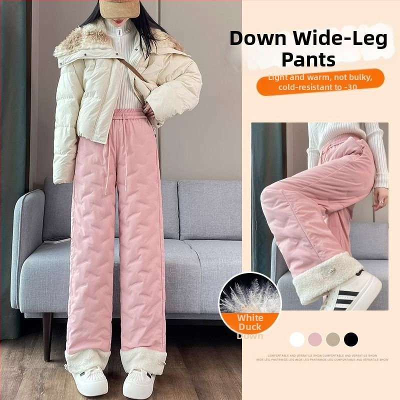 Naistele paksud püksid Chenille-Spandex materjaliga, kõrge vöökohal, sirge lõige, 70–80% Nailonitäidis