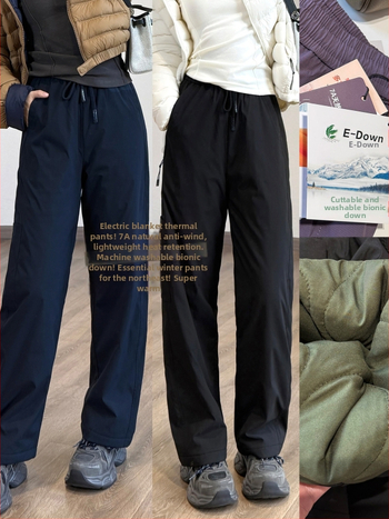 Naiste puuvillased püksid — kõrge vöökoht, vaba sirge lõige, ülimalt paksud termilised püksid, polüestri väliskangas puuvillase täidisega, talv 2025