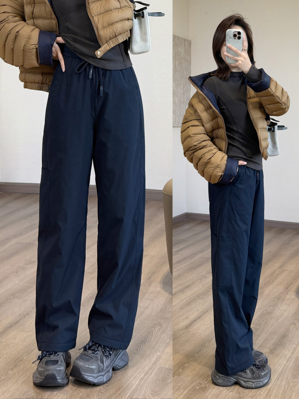 Női pamutnadrág — magas derekú, lazán egyenes szabás, ultra vastag termosz nadrág, külső anyag poliészter pamut töltőanyaggal, tél 2025