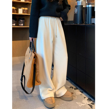 Γυναικείες φλαρέ μακριές παντελόνες casual, PVC και άλλες ίνες, κανονικού πάχους, άνοιξη 2024