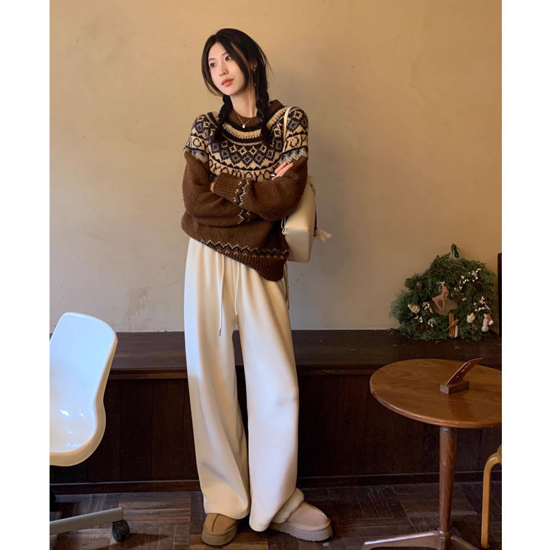 Γυναικείες φλαρέ μακριές παντελόνες casual, PVC και άλλες ίνες, κανονικού πάχους, άνοιξη 2024