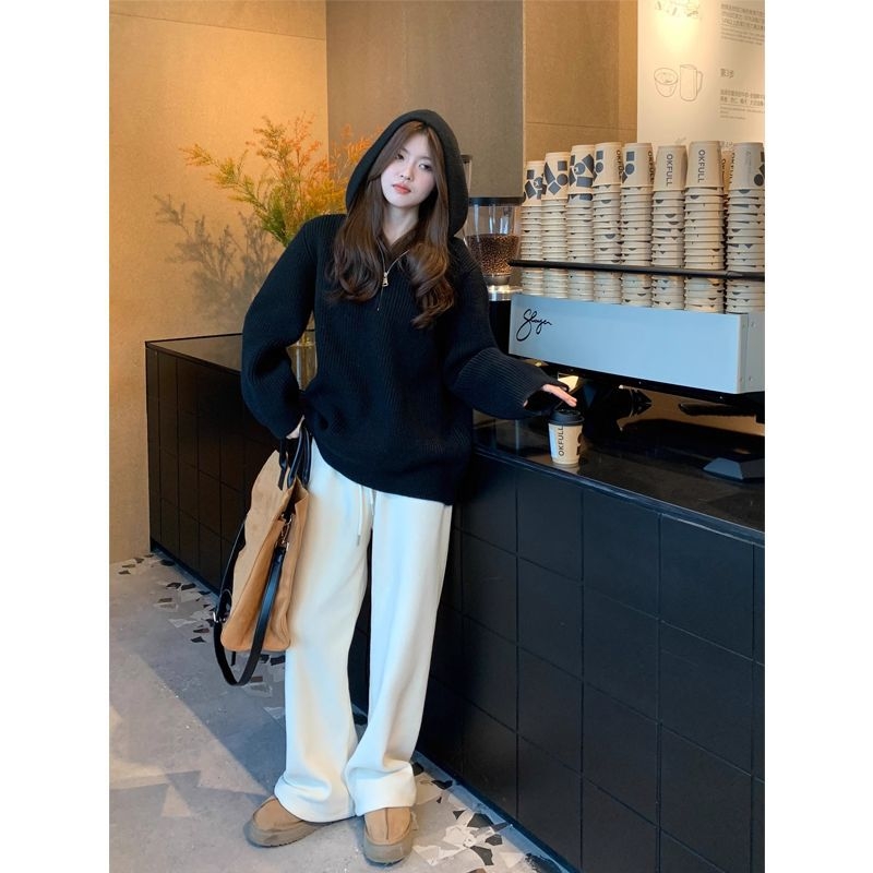 Γυναικείες φλαρέ μακριές παντελόνες casual, PVC και άλλες ίνες, κανονικού πάχους, άνοιξη 2024