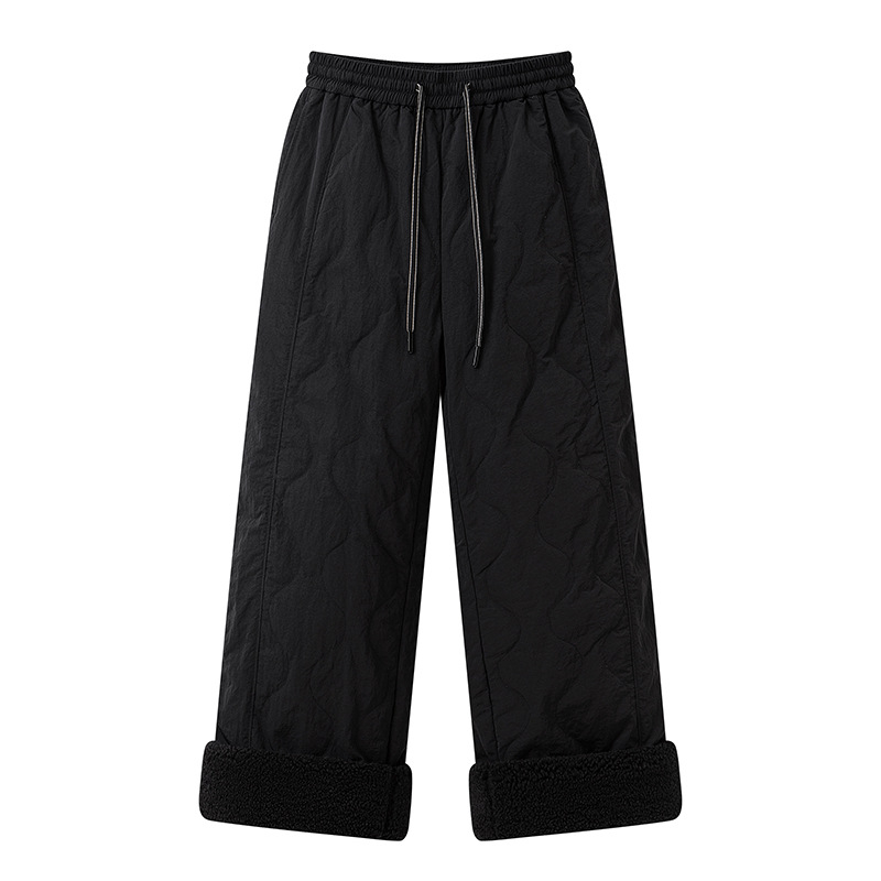 Női pehelyes nadrág, széles lábú, egyenes szabás, töltés 80–90% (34–40 g), nylon anyag 95%+, rugalmas derékrész, téli 2025