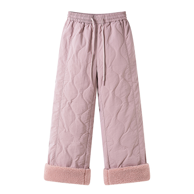 Női pehelyes nadrág, széles lábú, egyenes szabás, töltés 80–90% (34–40 g), nylon anyag 95%+, rugalmas derékrész, téli 2025