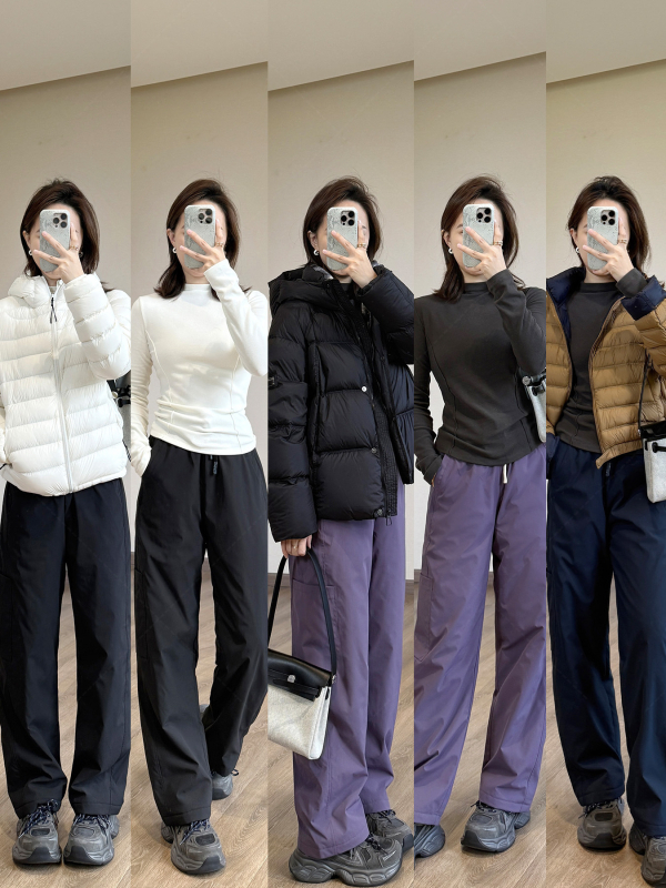 Термични панталони с памучен пълнеж за зима - висока талия, свободен прав кройка, полиестерен външен слой, супер дебела изолация, пълнеж 90–95% памук