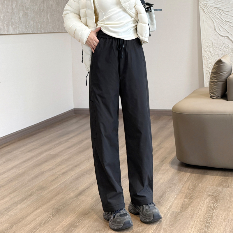 Термични панталони с памучен пълнеж за зима - висока талия, свободен прав кройка, полиестерен външен слой, супер дебела изолация, пълнеж 90–95% памук