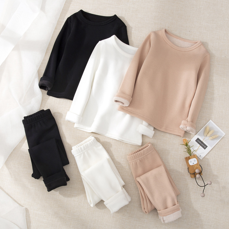 Vaikų terminių apatinių komplektas – medvilnė, dviejų sluoksnių, storintas, aukštos juosmenės, vidutinė šiluma