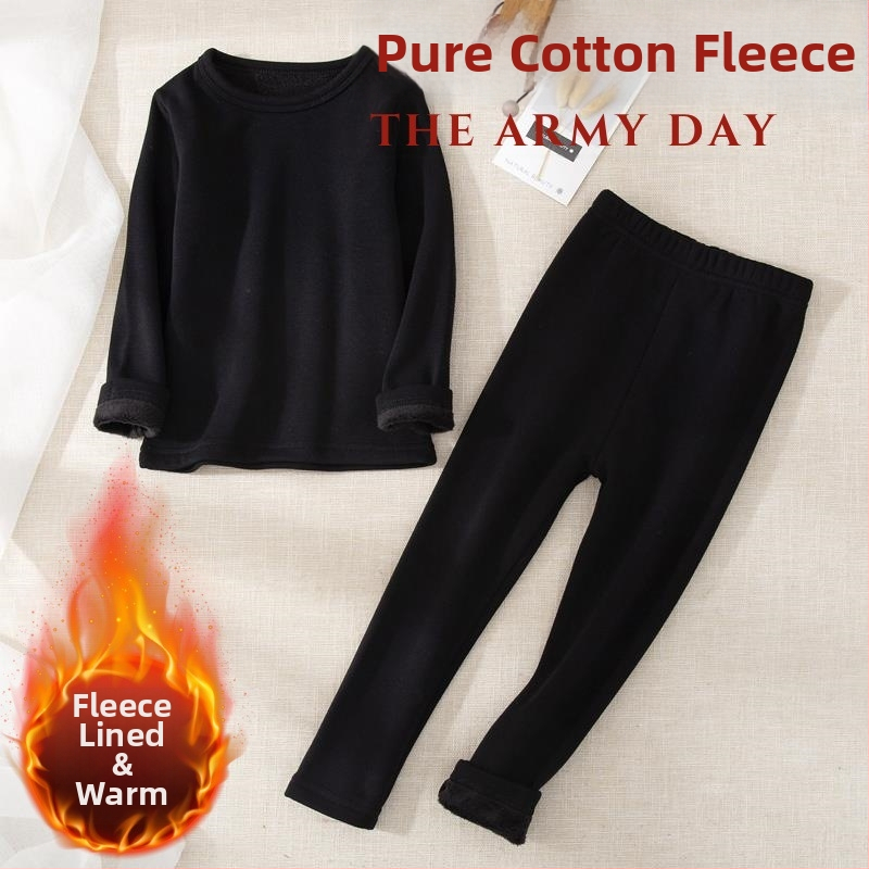 Vaikų terminių apatinių komplektas – medvilnė, dviejų sluoksnių, storintas, aukštos juosmenės, vidutinė šiluma