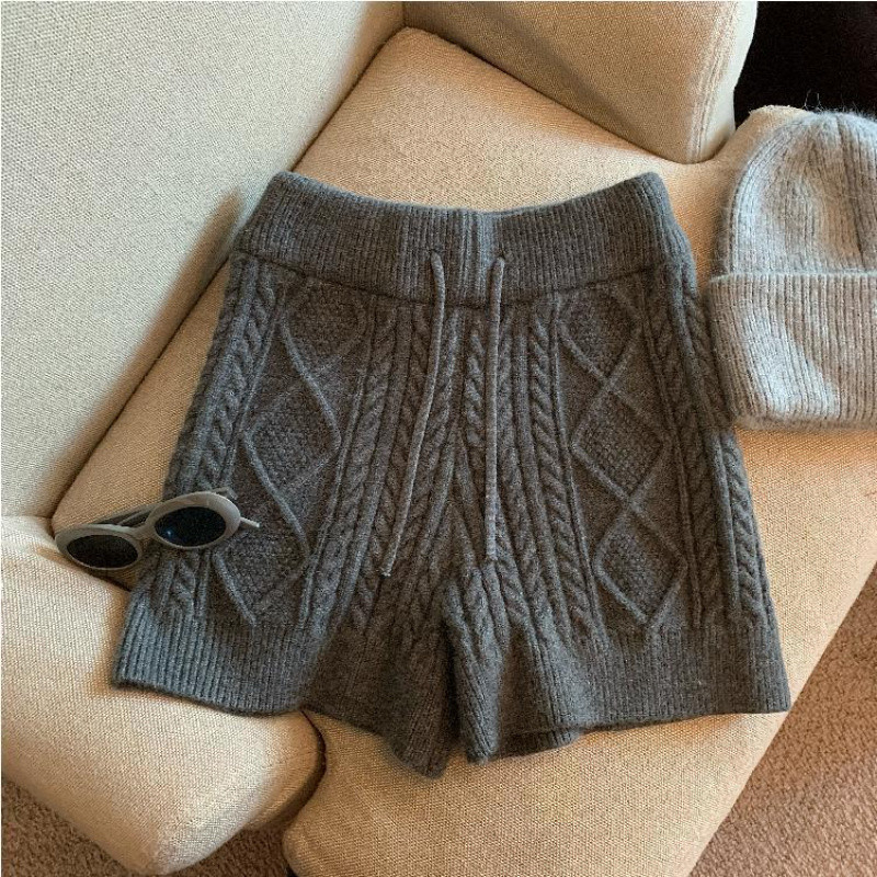 Pletene Capri hlače s visokim strukom, debeli mikro-elastični materijal, 30-50% spandeks