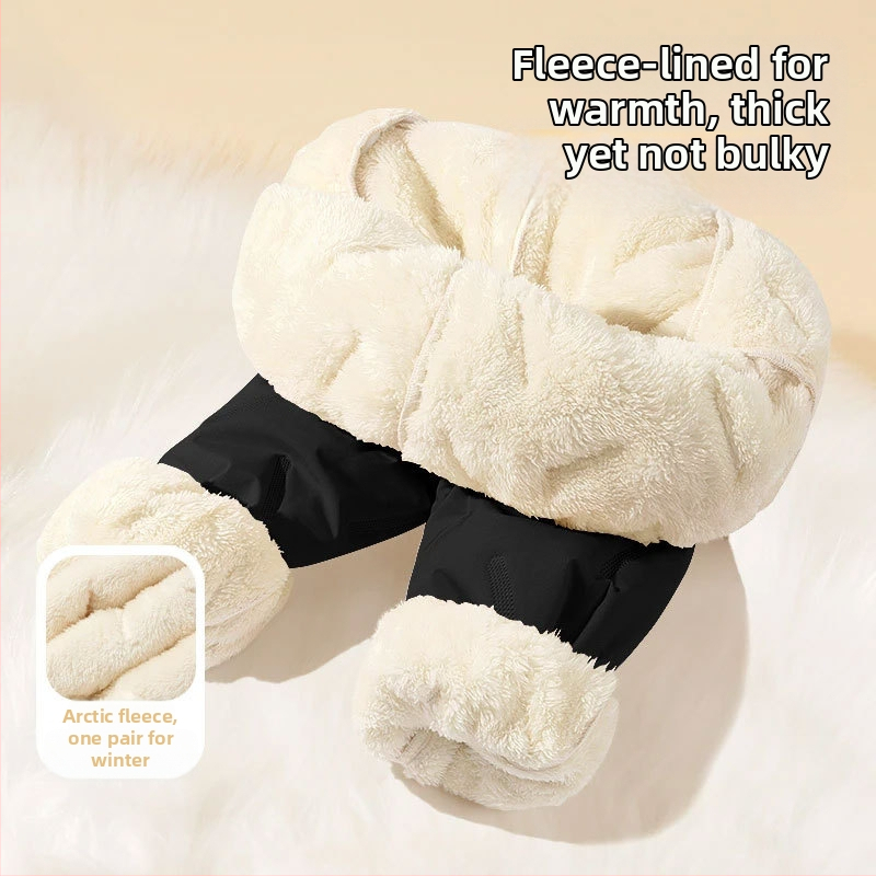 Naiste talvepüksid puuvillast lambavillaga vooderdusega, kõrge vöökoht, haarem-lõige, tuule- ja veekindlad