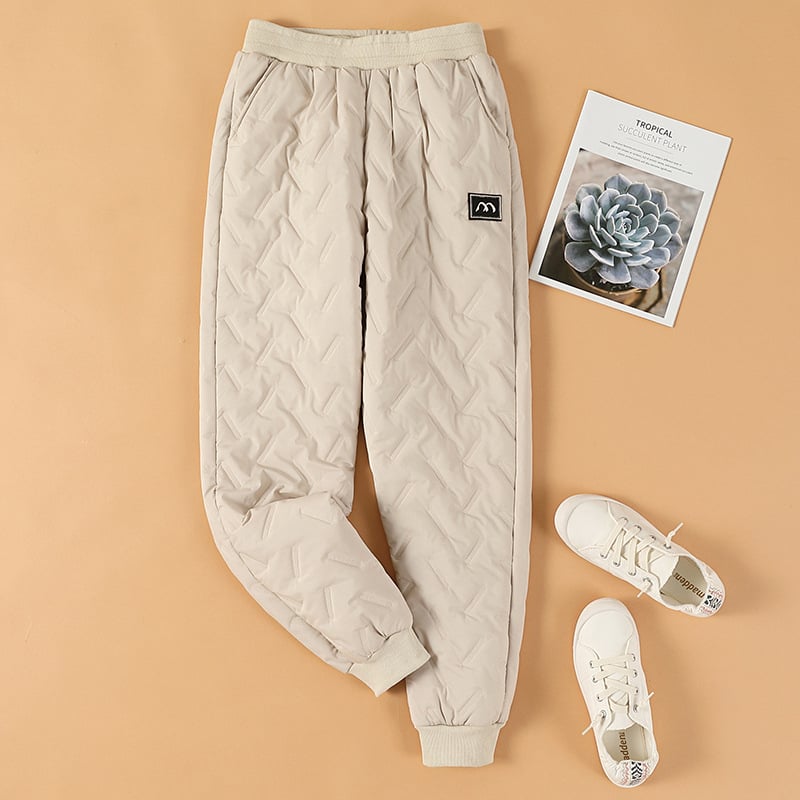 Női téli pamutnadrág báránygyapjú-keverék béléssel, magas derekú, harém szabású, szélvédett és vízálló