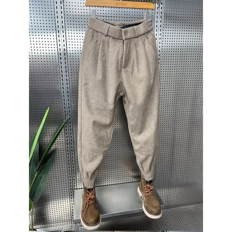 Muške hlače od kordure, harém stil, straight kroj, visokim strukom, debeli materijal, jesen