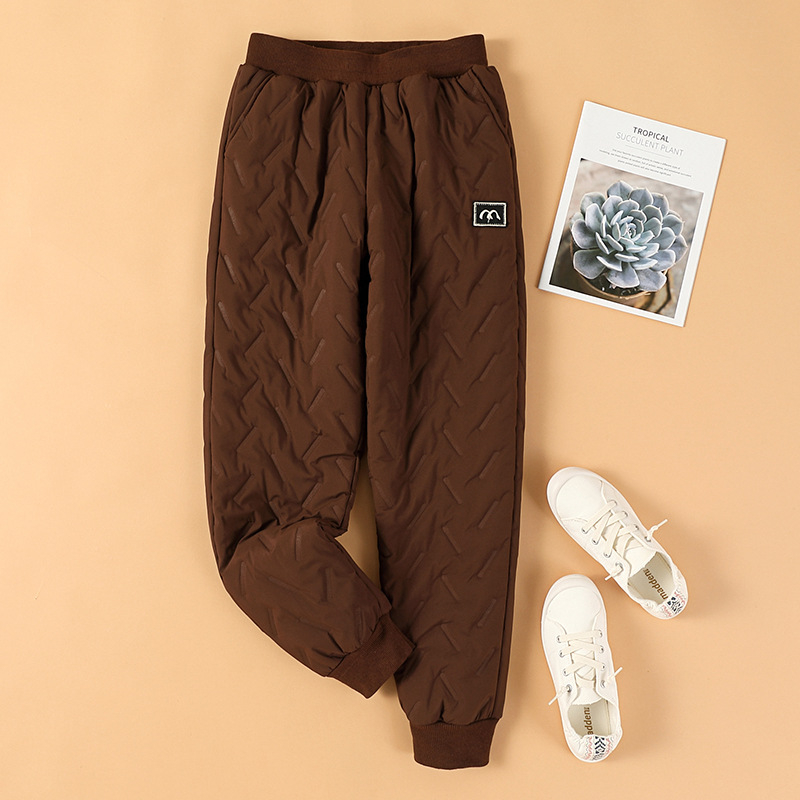 Naiste talve puuvillased püksid lambavillaga voodriga, kõrge vöökoht, vaba lõige harémistiil, üli paksud