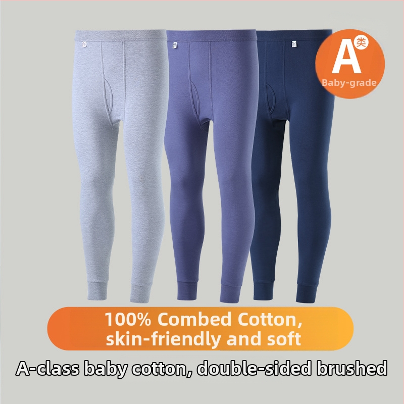 Vyriskos plonos 100% medvilninės kelnės, viduje šilti, aukšta juosmens, iki čiurnų ilgio