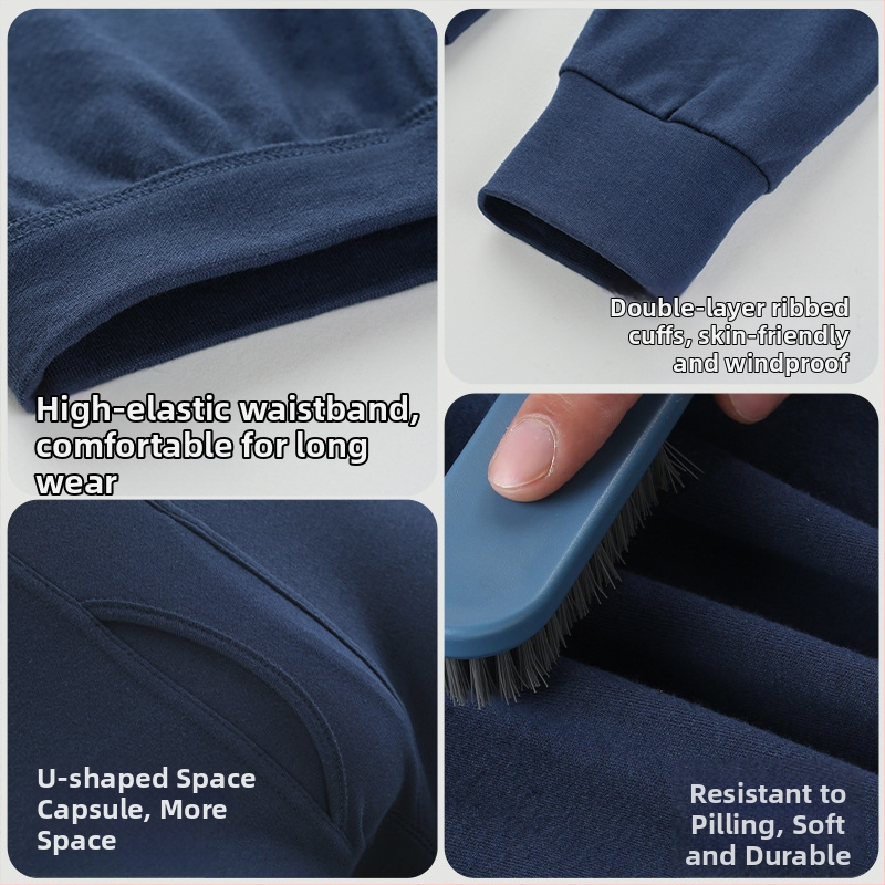 Vyrinės 100% medvilninės terminės kelnės su aukštu juosmeniu, 9/10 ilgio, 230 g, vidutinio storio