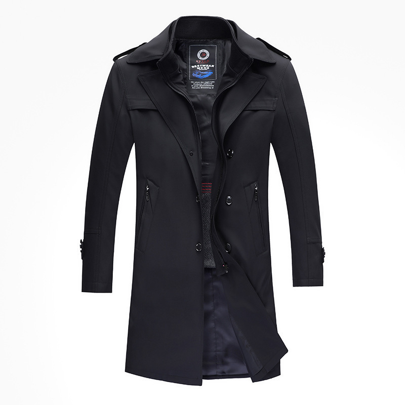 Palton trench pentru bărbați, cu nasturi dubli, lung, căptușit cu căptușeală de blană detașabilă și umplutură din bumbac, pentru iarnă, croială lejeră