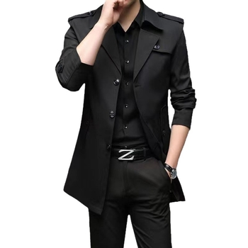 Jachetă de vânt pentru bărbați, cu guler stil sacou, nasturi pe un rând, croială lejeră, material poliester cu căptușeală