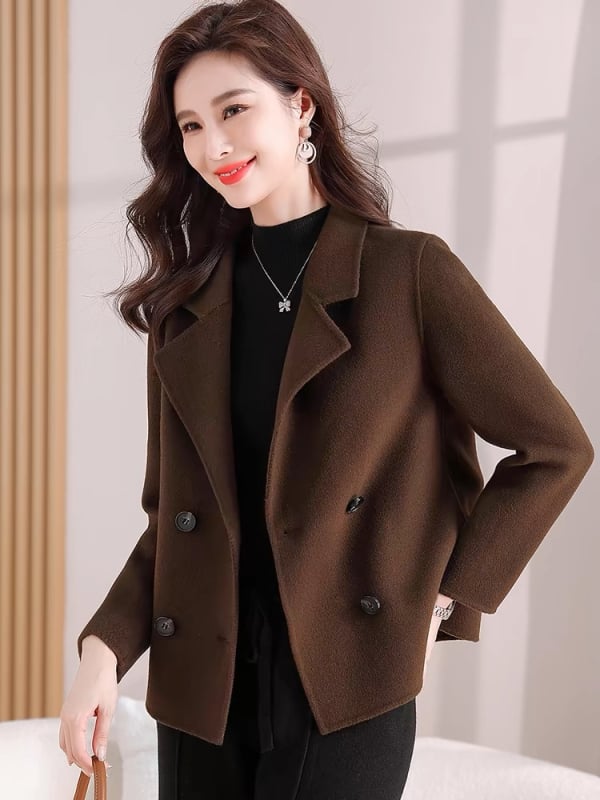 Női rövid gyapjú kabát anyai stílusban, hétköznapi öltözet (Ősz 2025; gyapjú; Spandex <30%; Egyéb <30%)