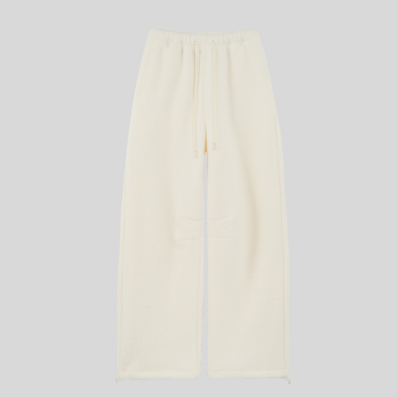 Pantaloni femei din lână de miel, căptușeală fleece, croială dreaptă, talie înaltă, iarnă