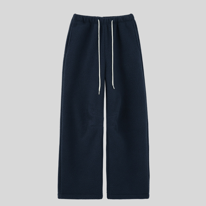 Pantaloni femei din lână de miel, căptușeală fleece, croială dreaptă, talie înaltă, iarnă