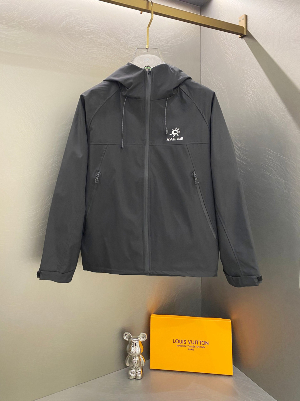 Muška windproof jakna s kapuljačom, pamuk-mješavina, srednje duljine, zatvarač, za proljeće i jesen